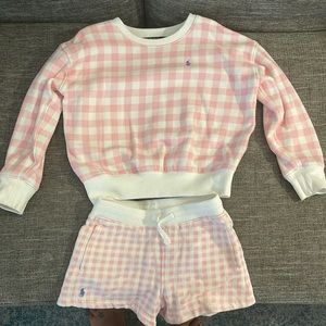 Polo Ralph Lauren Girl’s Pink Gingham sweatshirt and shorts set - size 5